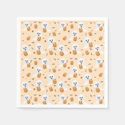 Serviette En Papier Ghosts Trick Ou Traiter Citrouille Candy Bucket (Devant)