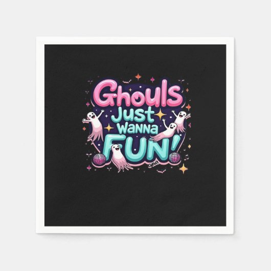 Serviette En Papier Ghouls veut juste s'amuser Halloween Disco Party I (Devant)