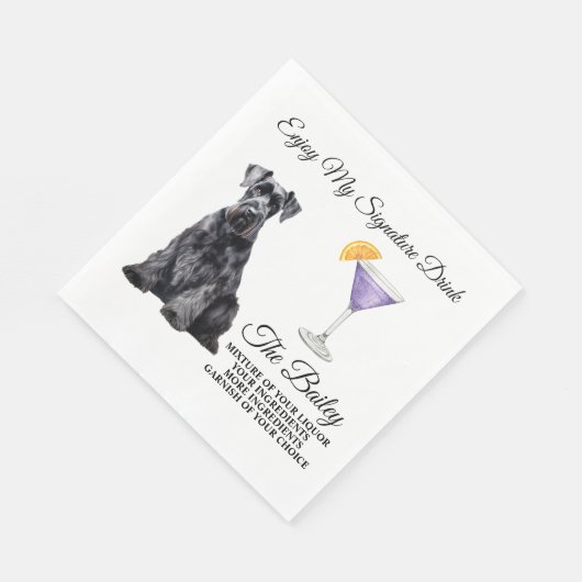Serviette En Papier Giant Schnauzer Mariage Signature Boire serviettes (Coin)