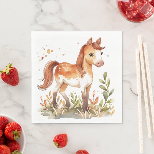 Serviette En Papier Giddy Up, Magnifique ! Aquarelle adorable (En situation)