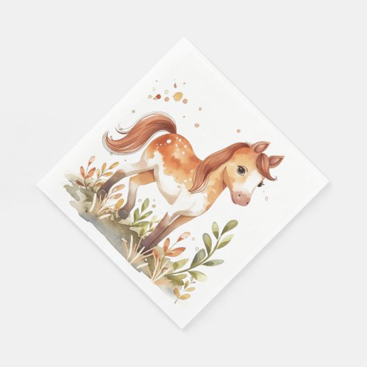 Serviette En Papier Giddy Up, Magnifique ! Aquarelle adorable (Coin)