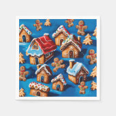 Serviette En Papier Gingembre de Noël Cookies Maisons Arbres Vacances  (Devant)