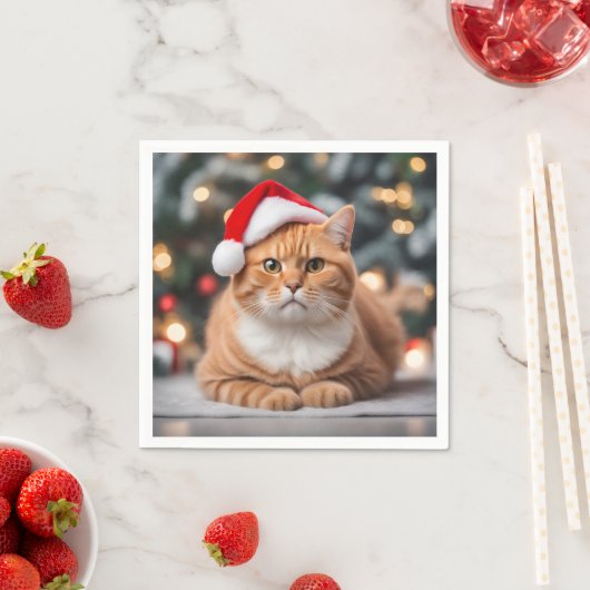Serviette En Papier Ginger British Shorthair Noël (En situation)