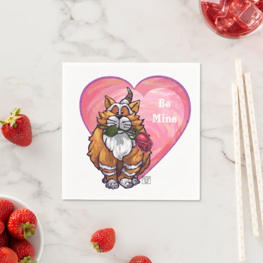 Serviette En Papier Ginger Cat Saint-Valentin (En situation)