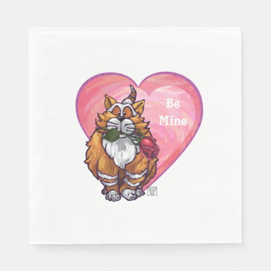 Serviette En Papier Ginger Cat Saint-Valentin (Devant)