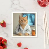 Serviette En Papier Ginger Cat Wearing a Doctor Lab Coat (En situation)