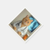 Serviette En Papier Ginger Cat Wearing a Doctor Lab Coat (Coin)