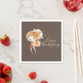 Serviette En Papier Ginger Girl avec Citrouille Thanksgiving (En situation)