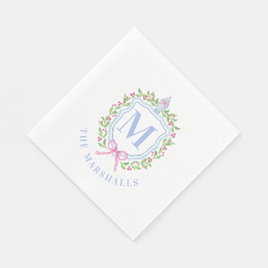 Serviette En Papier Ginger Jar & Christmas Berries Monogramme (Coin)