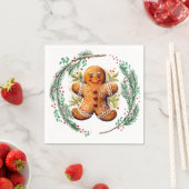 Serviette En Papier Gingerbread Cookie et Christmas Holly (En situation)