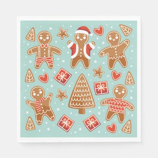 Serviette En Papier Gingerbread Cookies Noël (Devant)
