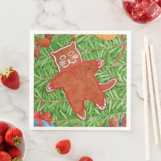 Serviette En Papier GINGERBREAD KITTY Diner Standard Papier de table (En situation)
