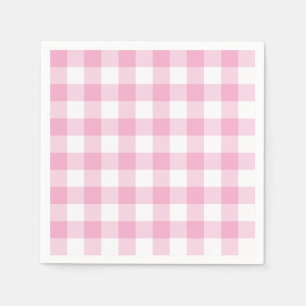 Serviette En Papier Gingham à carreaux buffle rose clair et blanc