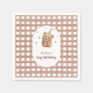 Serviette En Papier Gingham Anniversaire Premier de Beary