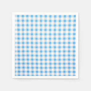 Serviette En Papier Gingham Bleu Bébé