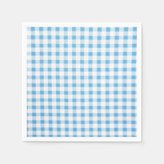 Serviette En Papier Gingham Bleu Bébé (Devant)