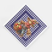 Serviette En Papier Gingham Bleu d'Automne  (Coin)