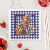 Serviette En Papier Gingham Bleu d'Automne  (En situation)