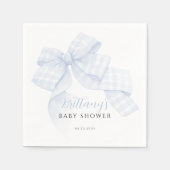 Serviette En Papier Gingham Blue Bow Baby Shower Paper Napkins (Devant)
