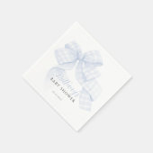 Serviette En Papier Gingham Blue Bow Baby Shower Paper Napkins (Coin)