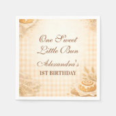 Serviette En Papier Gingham Cinnamon Roll Little Bun 1st Birthday (Devant)