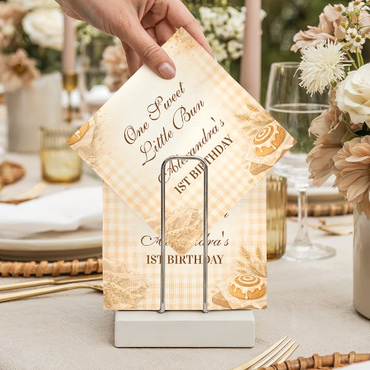 Serviette En Papier Gingham Cinnamon Roll Little Bun 1st Birthday