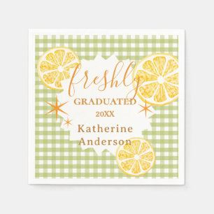Serviette En Papier Gingham Citron Fraîchement Diplômé 