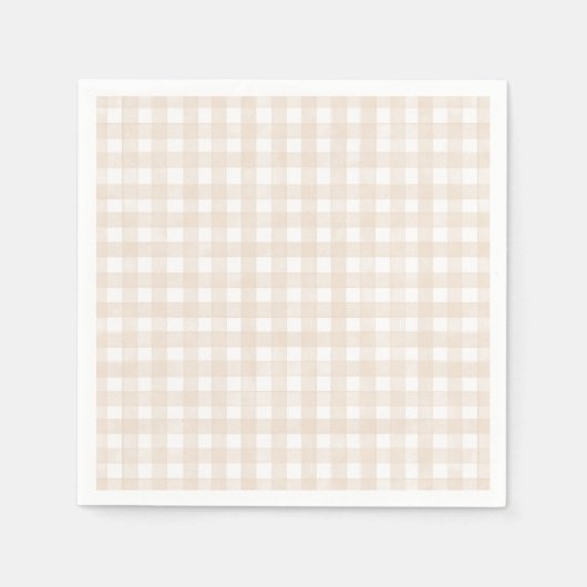 Serviette En Papier Gingham Classique Beige (Devant)