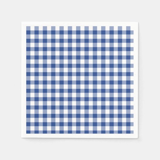 Serviette En Papier Gingham Classique Bleu Vrai (Devant)