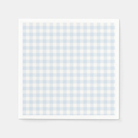 Serviette En Papier Gingham Classique de Printemps | Bleu Poudre (Devant)