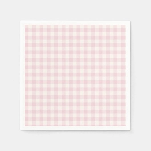 Serviette En Papier Gingham Classique de Printemps | Douce Rose (Devant)