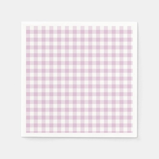 Serviette En Papier Gingham Classique Début d'Automne | Lilas Chaud (Devant)