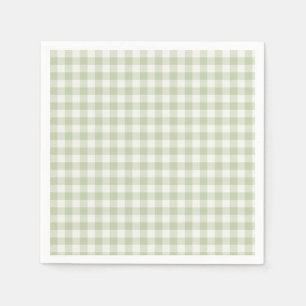 Serviette En Papier Gingham Classique Début d'Automne Olive Douce