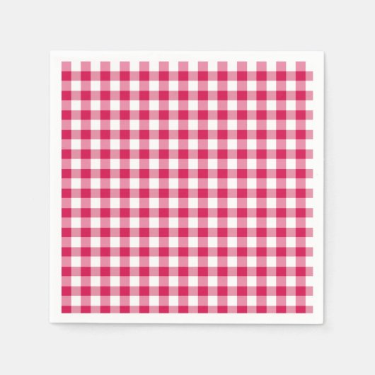 Serviette En Papier Gingham Classique Framboise (Devant)