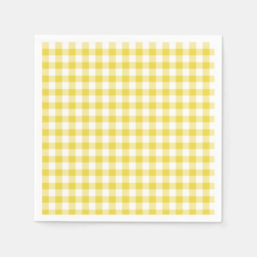 Serviette En Papier Gingham Classique Jaune Doré (Devant)