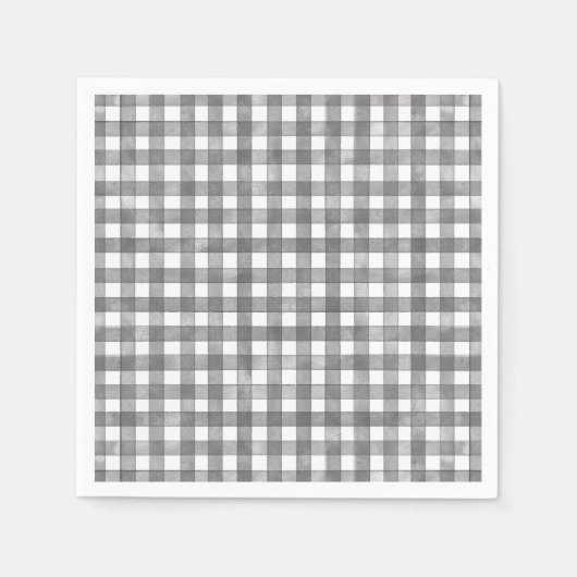 Serviette En Papier Gingham Classique Noir (Devant)