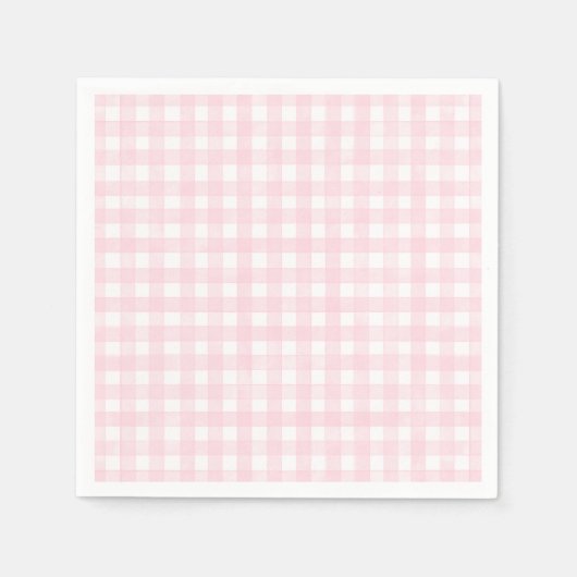 Serviette En Papier Gingham Classique Rose (Devant)