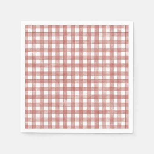 Serviette En Papier Gingham Classique Rouge (Devant)