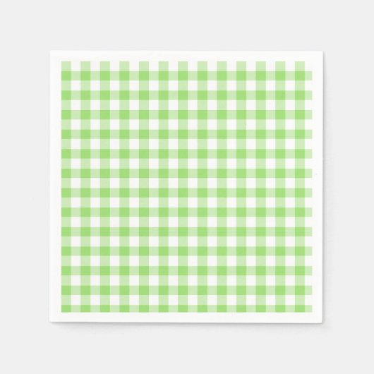 Serviette En Papier Gingham Classique Vert de Printemps (Devant)