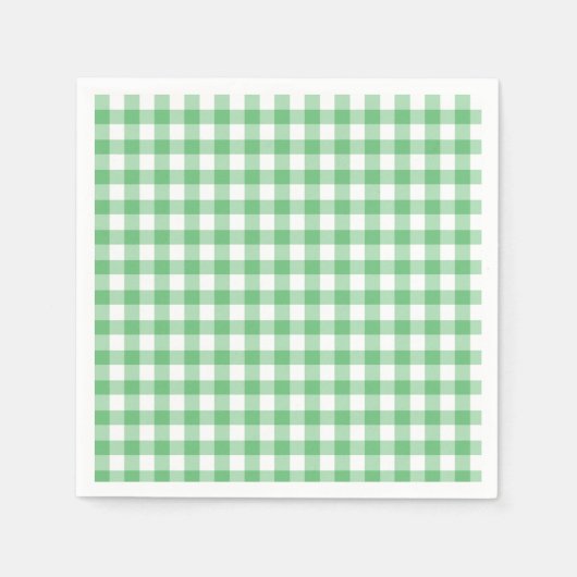 Serviette En Papier Gingham Classique Vert Été (Devant)