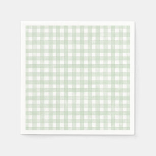 Serviette En Papier Gingham Classique Vert Sauge