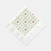 Serviette En Papier Gingham Fraise Premier Anniversaire Bord Piégé (Coin)