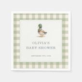Serviette En Papier Gingham Mallard Duck Baby Shower Party (Devant)