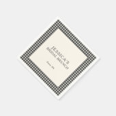 Serviette En Papier Gingham Noir Blanc Mariage sur mesure (Coin)