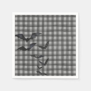 Serviette En Papier Gingham noir petit fantôme anniversaire dessert