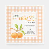 Serviette En Papier Gingham Orange Baby Shower (Devant)