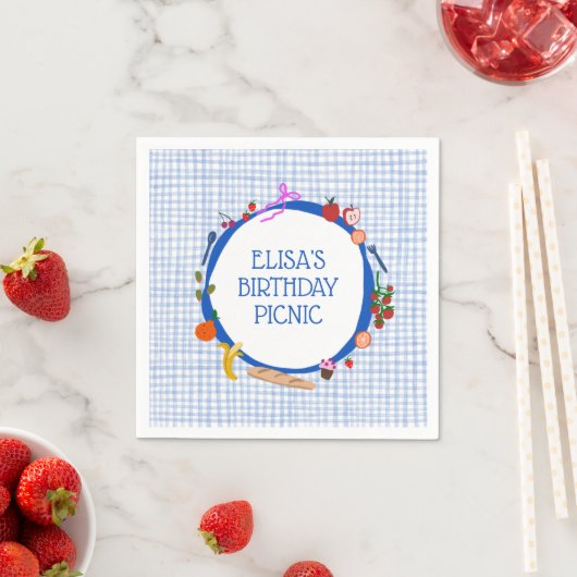 Serviette En Papier Gingham Picnic Modern Cute CUSTOM BIRTHDAY PARTY (En situation)