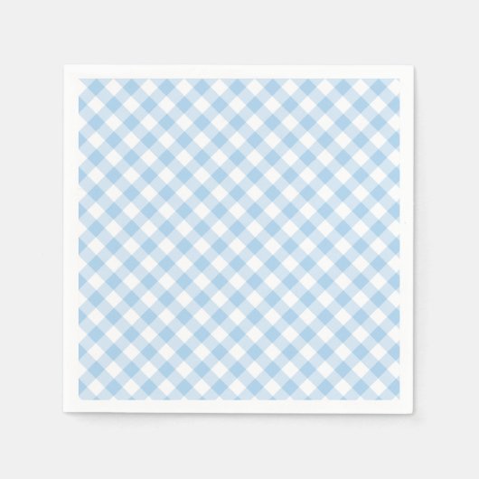 Serviette En Papier Gingham Rétro Bleu Bébé (Devant)
