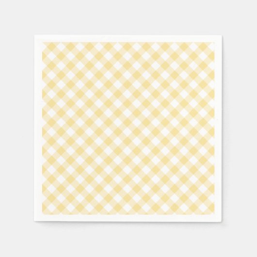 Serviette En Papier Gingham Rétro Jaune Canari (Devant)