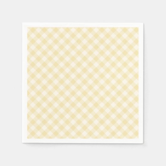 Serviette En Papier Gingham Rétro Printemps | Crème Beurre (Devant)